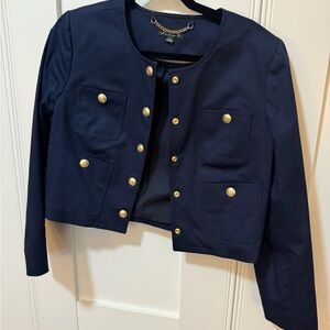 JCrew Navy Blue Women's Jacket with Gold Buttons
